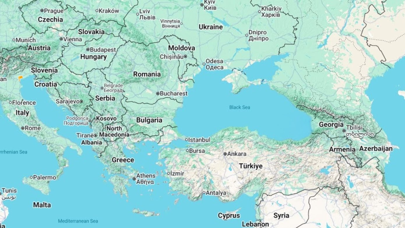 Carte de l'Europe du Sud Est et de l'Asie Centrale