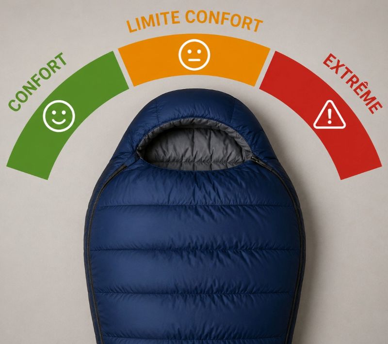 Températures de confort, limite et extrême d’un sac de couchage